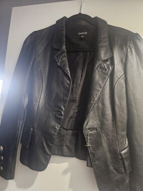 bebe Women's Black Leather Blazer Jacket